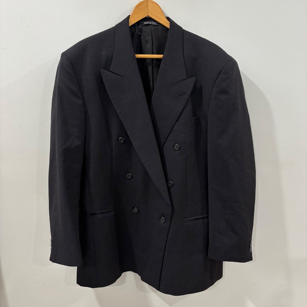 Vito Rufolo Mens Double Breasted Blazer 43R Charcoal Grey Super 100s Wool Italy